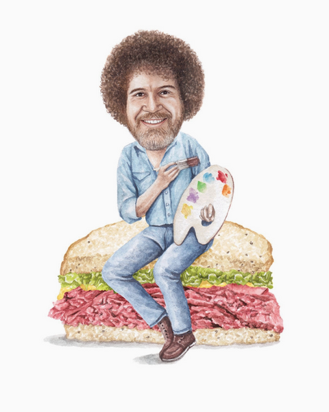 Bob Ross celebs on Sandwiches 8x10 watercolor print sold by Le Monkey House