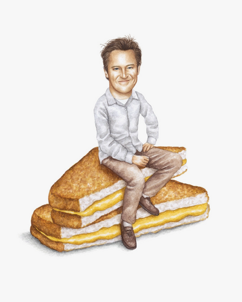 Matthew Perry, Chandler Bing Friends celebs on Sandwiches 8x10 watercolor print sold by Le Monkey House
