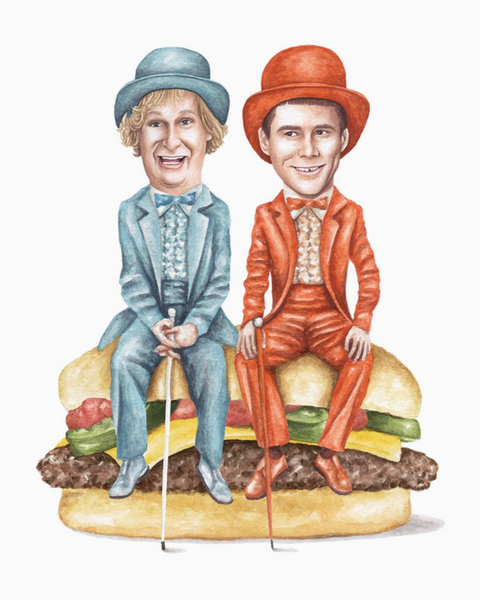 Harry and Lloyd, Dumb and Dumber celebs on Sandwiches 8x10 watercolor print sold by Le Monkey House