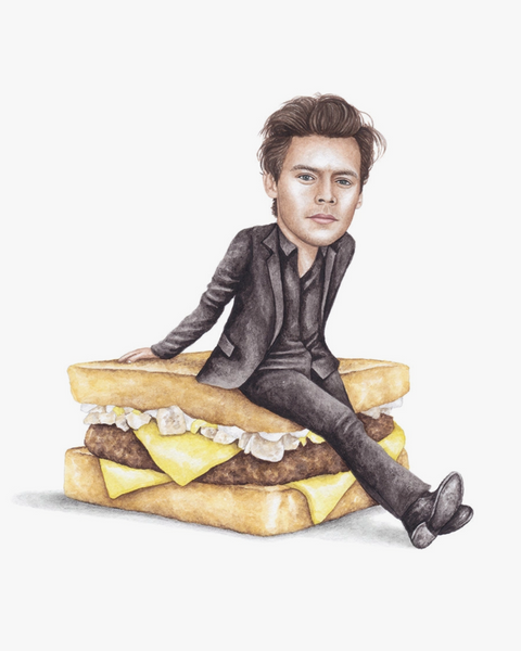 Harry Styles celebs on Sandwiches 8x10 watercolor print sold by Le Monkey House
