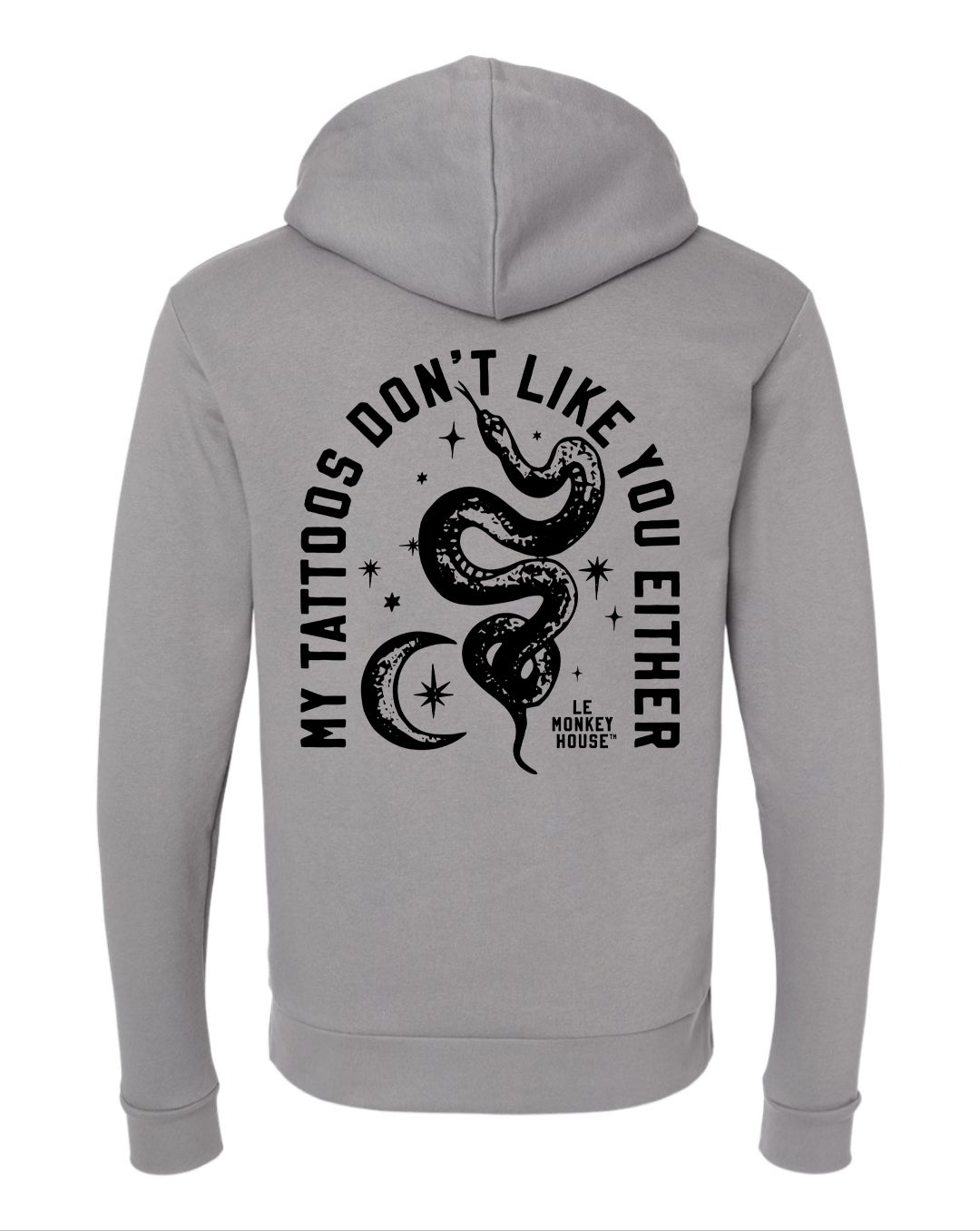 My Tattoos don't like you either Hoodie, Hooded Sweatshirt snake moon stars tattoo design by Le Monkey House