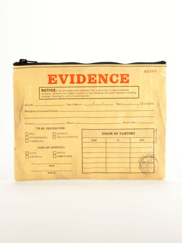 Evidence Bag Zipper pouch by Blue Q Sold by Le Monkey House