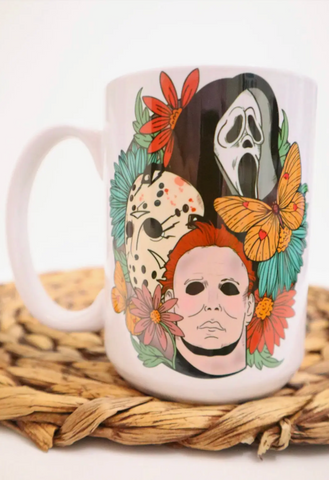 Horror Favorites, Jason Voorhies, Ghostface, Michael Meyers, Halloween, Coffee Mug by Ace The Pitmatian Sold by Le Monkey House