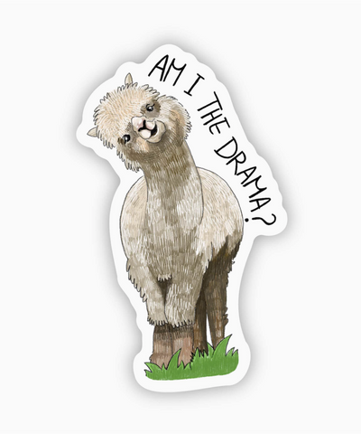 Llama Drama animal sticker waterproof design by Big Moods Sold by Le Monkey House