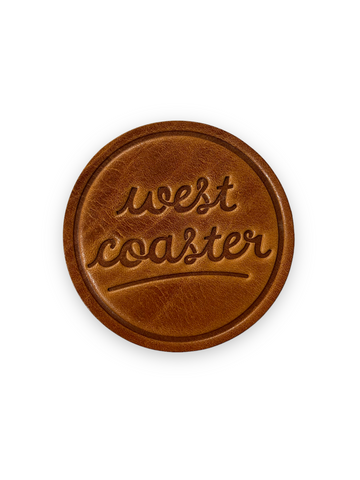 West Coaster Genuine Leather Handstamped Coaster by Sugarhouse Leather Sold by Le Monkey House