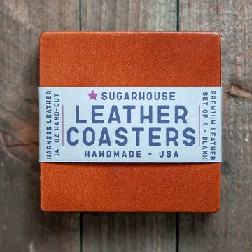 Sugarhouse leather handmade genuine leather coaster set, Made in Milwaukee Wisconsin Sold by Le Monkey House