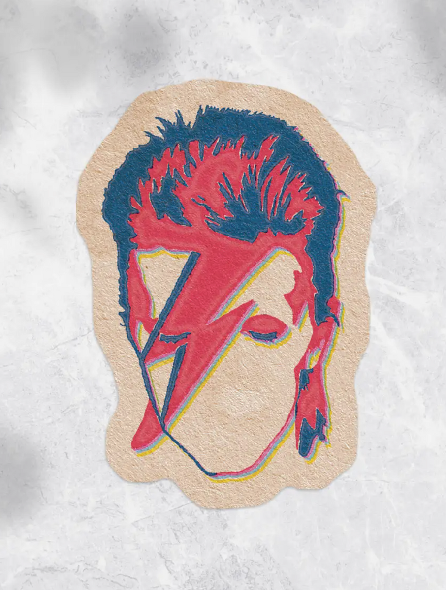 Ziggy Stardust David Bowie Sticker by Clusterfunk Le Monkey House