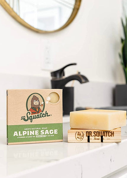 Dr. Squatch Natural Bar Soap Alpine Sage, Zero Grit, Sold by Le Monkey House