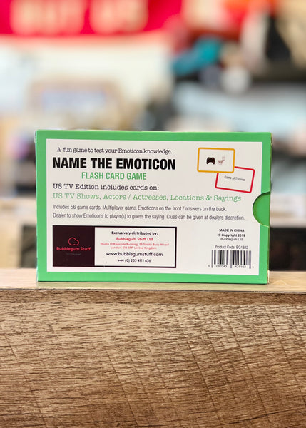Name the emoticon flash card game US TV Television edition, by Bubblegum Stuff, Sold by Le Monkey House