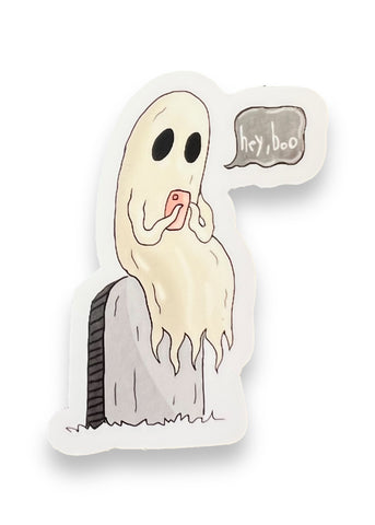 Hey Boo, Ghost Ghostie, Cute Sticker by Big Moods, Sold by Le Monkey House