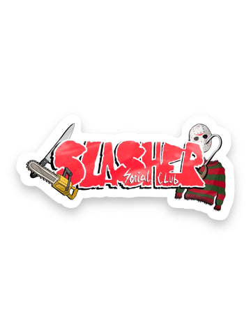 Slasher Social Club, Horror Fans Sticker by Big Moods, Sold by Le Monkey House