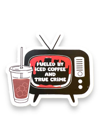 Iced Coffee and True Crime TV Sticker by Big Moods, Sold by Le Monkey House