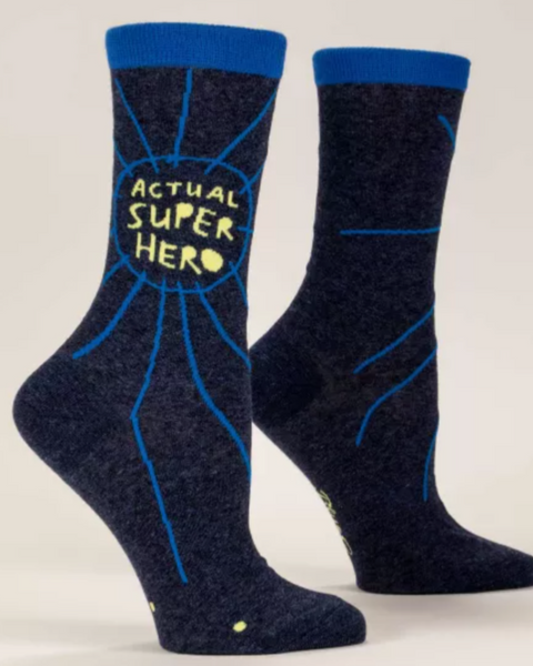 Actual super hero spider web women's socks by Blue Q sold by Le Monkey House Culpeper, Virginia