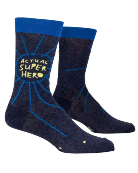 Actual superhero men's socks by Blue Q Sold by Le Monkey House