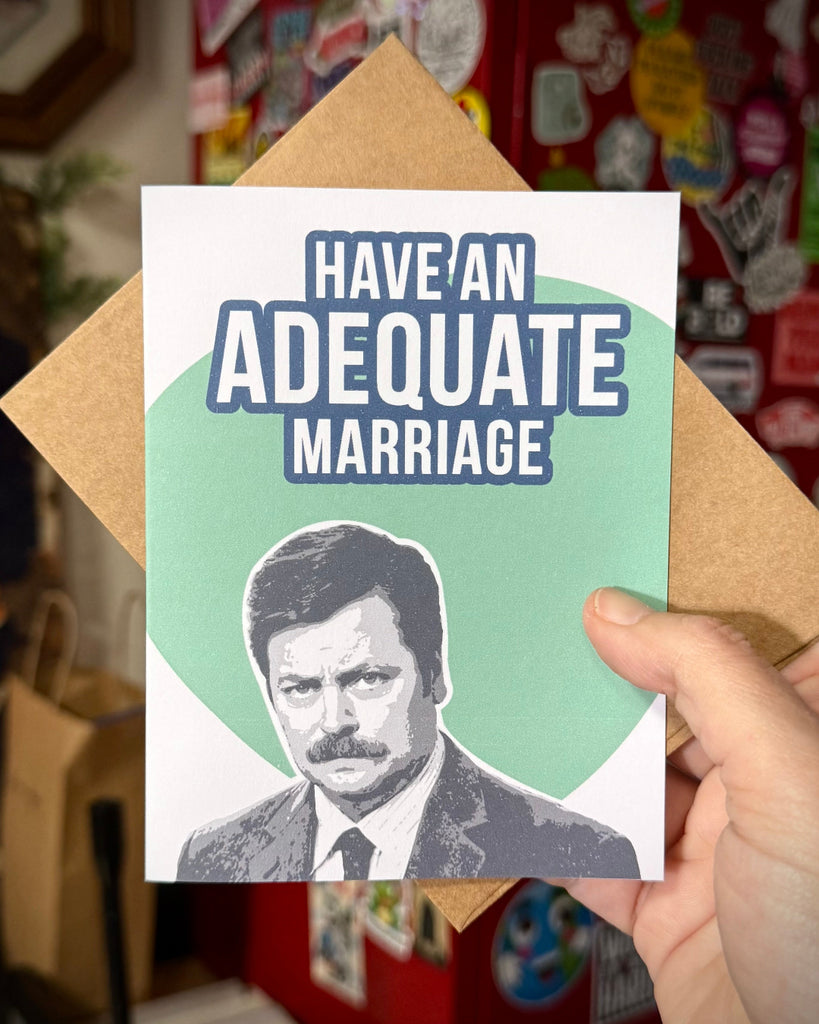 Have an adequate marriage greeting card design printed and sold by Le Monkey House