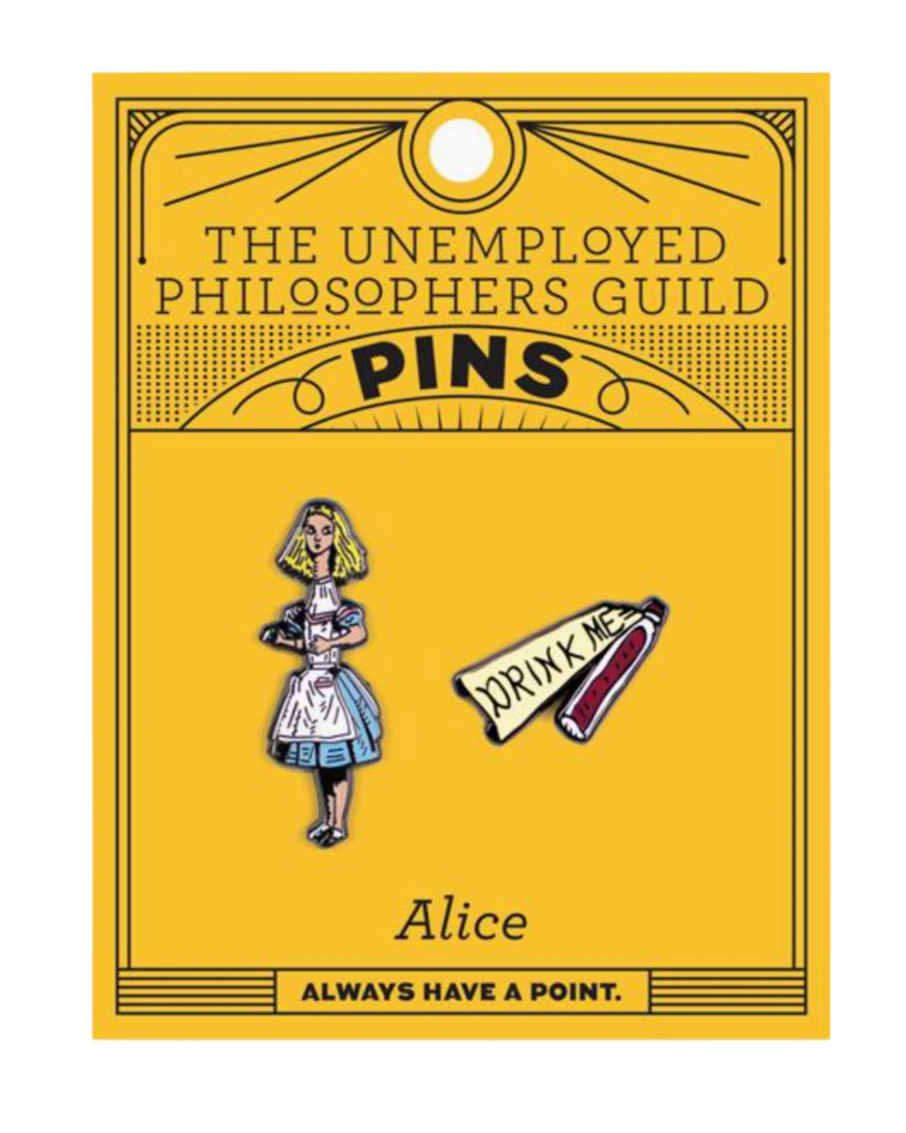 Alice in wonderland enamel pin set by Unemployed Philosophers Guild sold by Le Monkey House