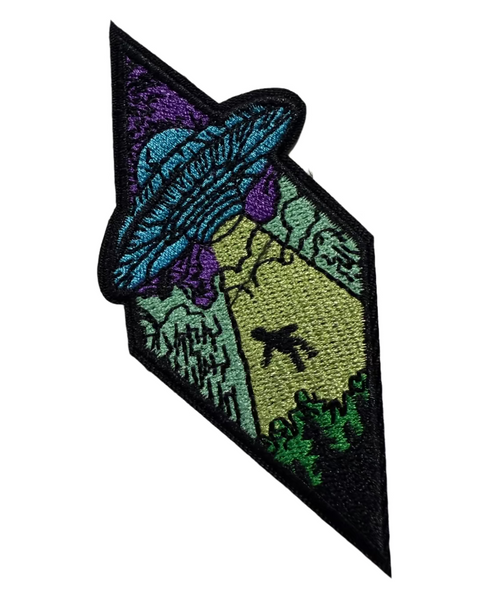 UFO Alien abduction embroidered iron on patch sold by Le Monkey House