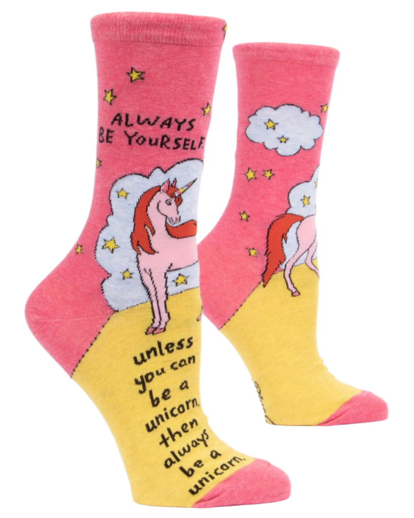 Always be yourself, unless you can be a unicorn crew socks by Blue Q sold by Le Monkey House