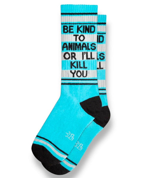 Be kind to animals or i'll kill you gym socks by Gumball Poodle Sold by Le Monkey House