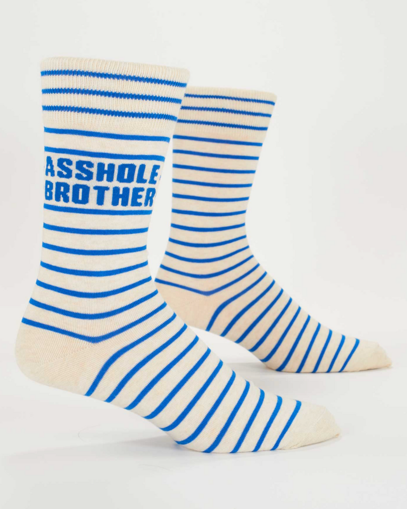 Asshole brother striped crew socks men's by Blue Q sold by Le Monkey House