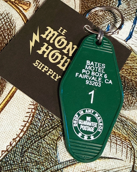Bate's Motel, Fairvale, CA, retro style motel keychain, keyfob, by Three Sisters Design Co, sold by Le Monkey House
