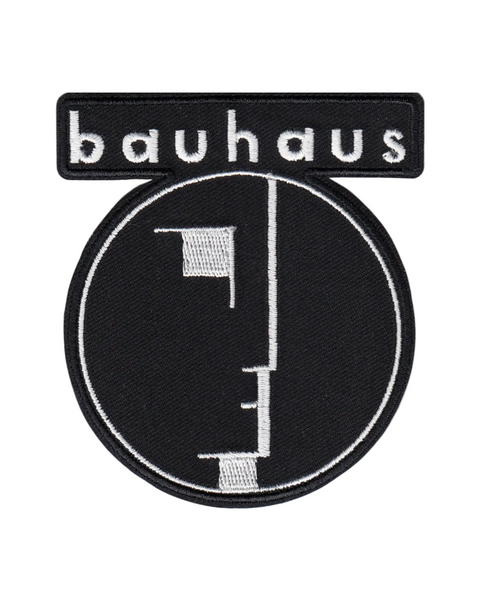 Bauhaus black and white logo patch, embroidered iron-on patch by Square Deal Recordings sold by Le Monkey House