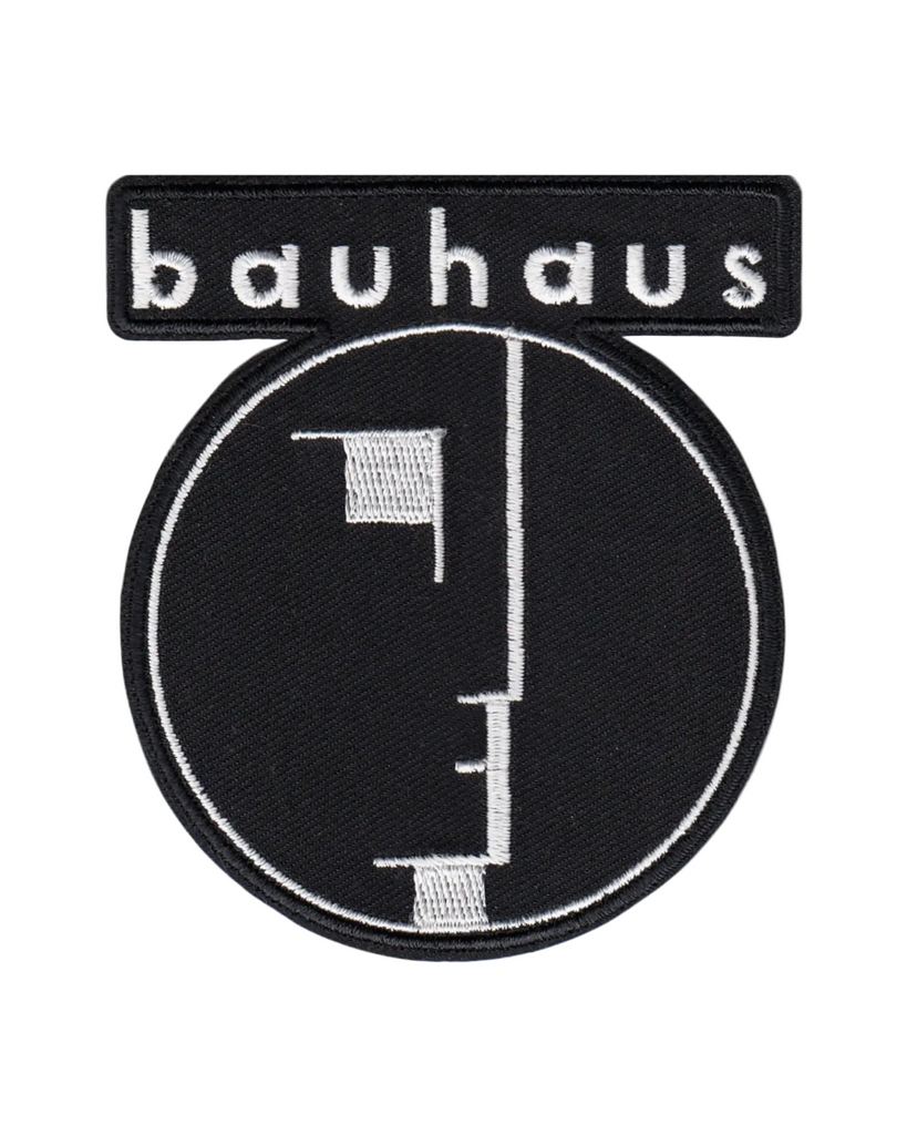 Bauhaus black and white logo patch, embroidered iron-on patch by Square Deal Recordings sold by Le Monkey House