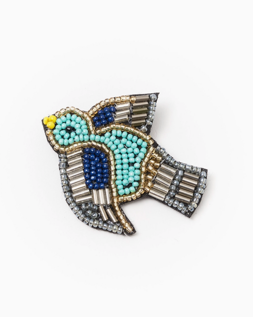 Beaded bird brooch by Matr Boomie sold by Le Monkey House