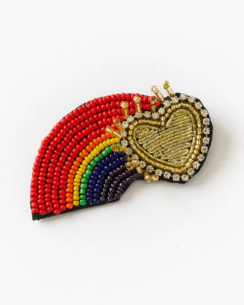 Beaded rainbow brooch by Matr Boomie Fair trade sold by Le Monkey House