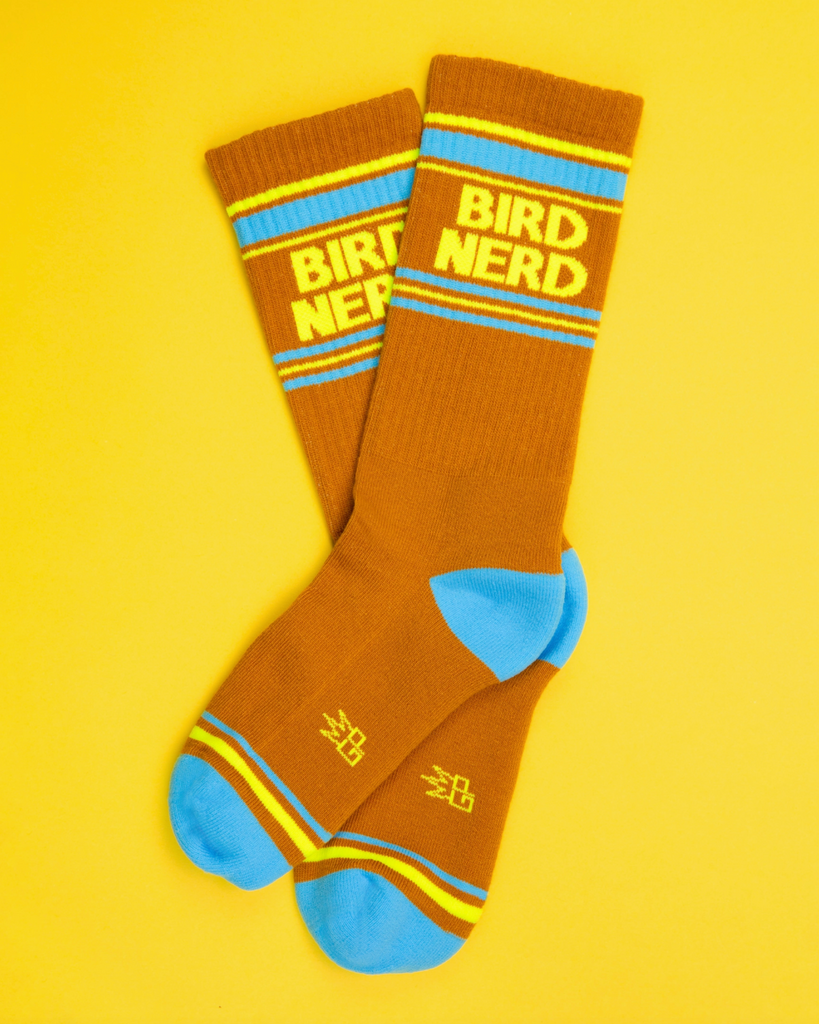 Bird nerd gym socks vintage retro style by Gumball Poodle sold by Le Monkey House