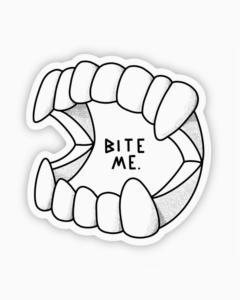 Bite Me Vampire teeth sticker by Big Moods sold by Le Monkey House