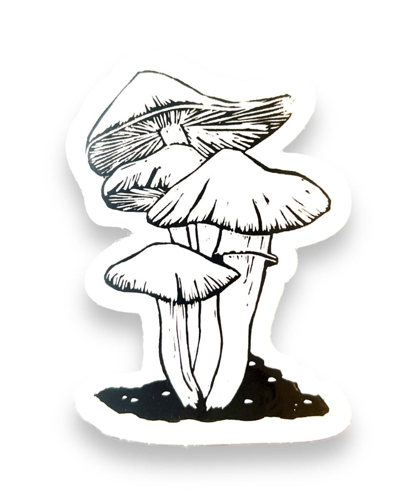 Black and White mushroom Sticker by Big Moods, Sold by Le Monkey House