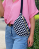 black and white check yourself checkered bum bag, sling, fanny pack by Ellison & Young sold by Le Monkey House