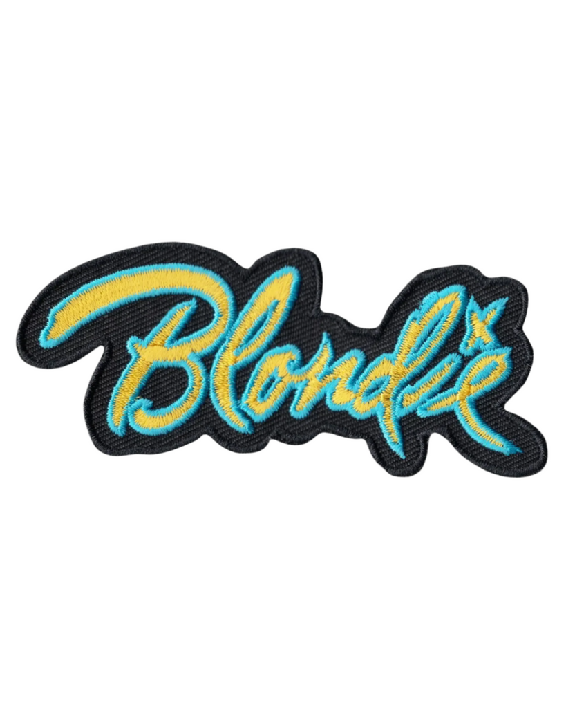 Blondie blue and yellow logo iron on/sew on Patch by Square Deal Recordings sold by Le Monkey House