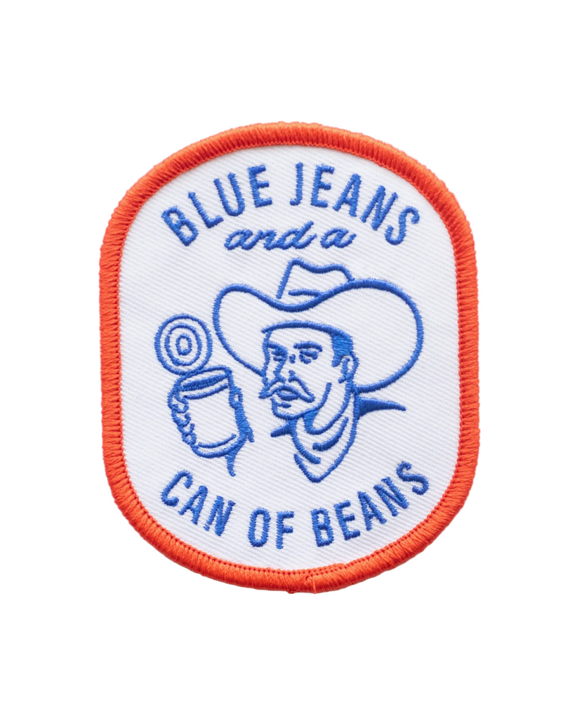 blue jeans and a can of beans twill embroidered cowboy patch red white and blue by Union Made sold by Le Monkey House