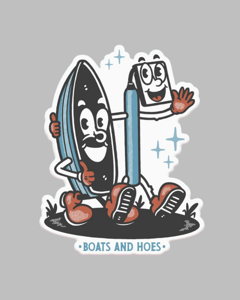 Boats and hoes literally sticker by Mugsby sold by Le Monkey House