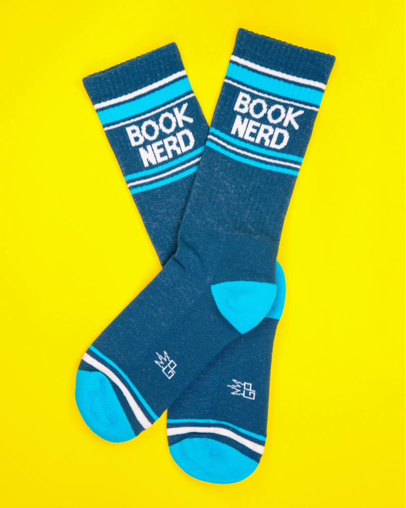 Book Nerd Retro Vintage style gym socks by Gumball Poodle sold by Le Monkey House