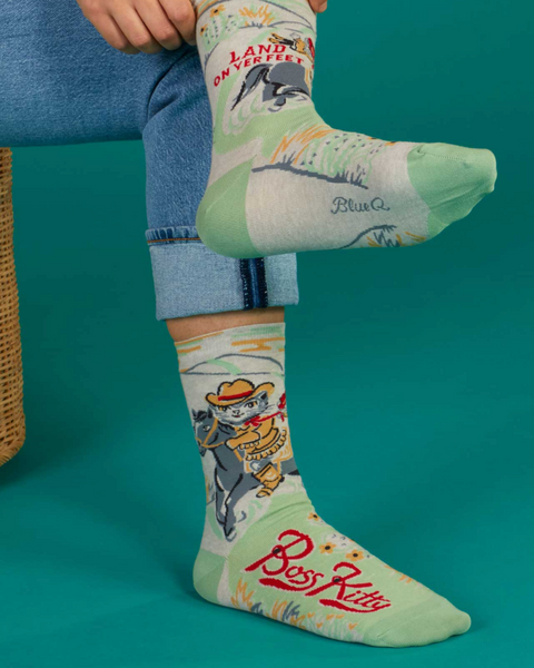Boss Kitty women's crew socks by Blue Q sold by Le Monkey House