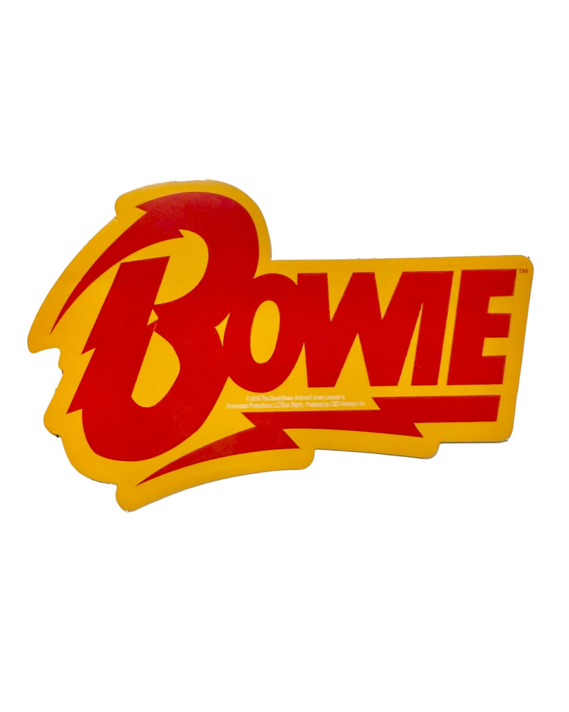 Bowie logo red and yellow sticker 4" from Square deal recordings sold by Le Monkey House