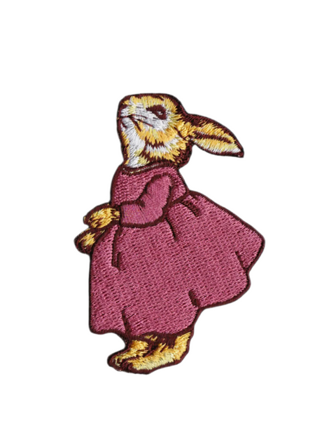 Bunny in pink dress cute embroidered iron on patch by Square deal recordings sold by Le Monkey House