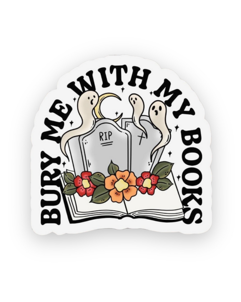 Bury Me With My Books Ghosties Sticker by Ace The Pitmatian, Sold by Le Monkey House