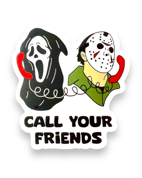 Call Your Friends Horror Movie Scream, Jason Voorhies Sticker by Big Moods, Sold by Le Monkey House