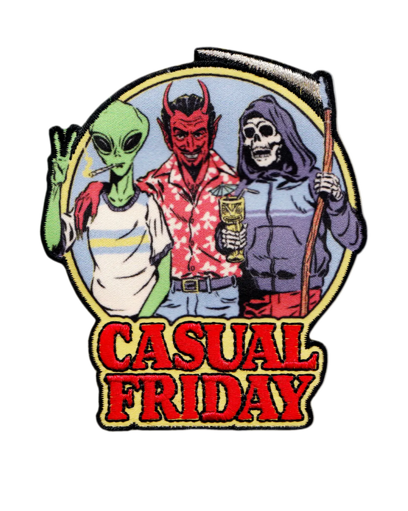 Casual Friday, Horror Humor, embroidered Iron-on patch by Square Deal Recordings sold by Le Monkey House