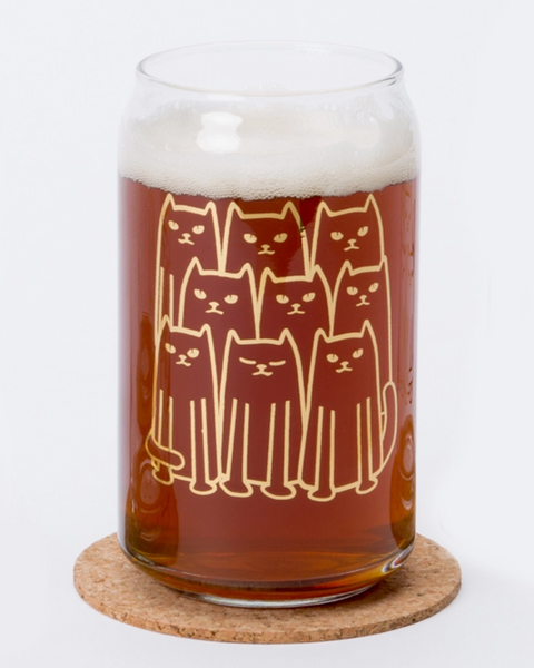 Cats in gold foil beer can pint glass by Counter Couture sold by Le Monkey House