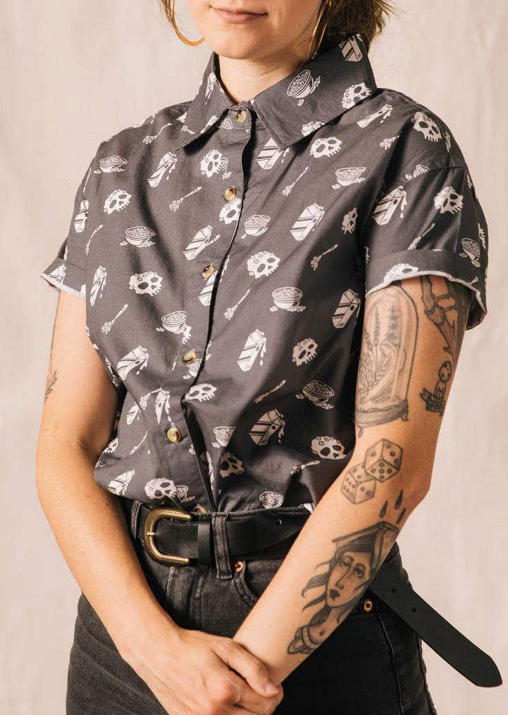 Cereal Killer Button up shirt by Pyknic Sold by Le Monkey House