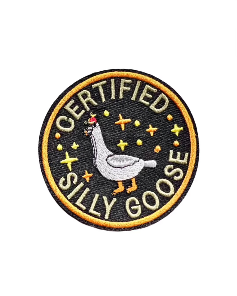 certified silly goose embroidered iron on patch sold by Le Monkey House