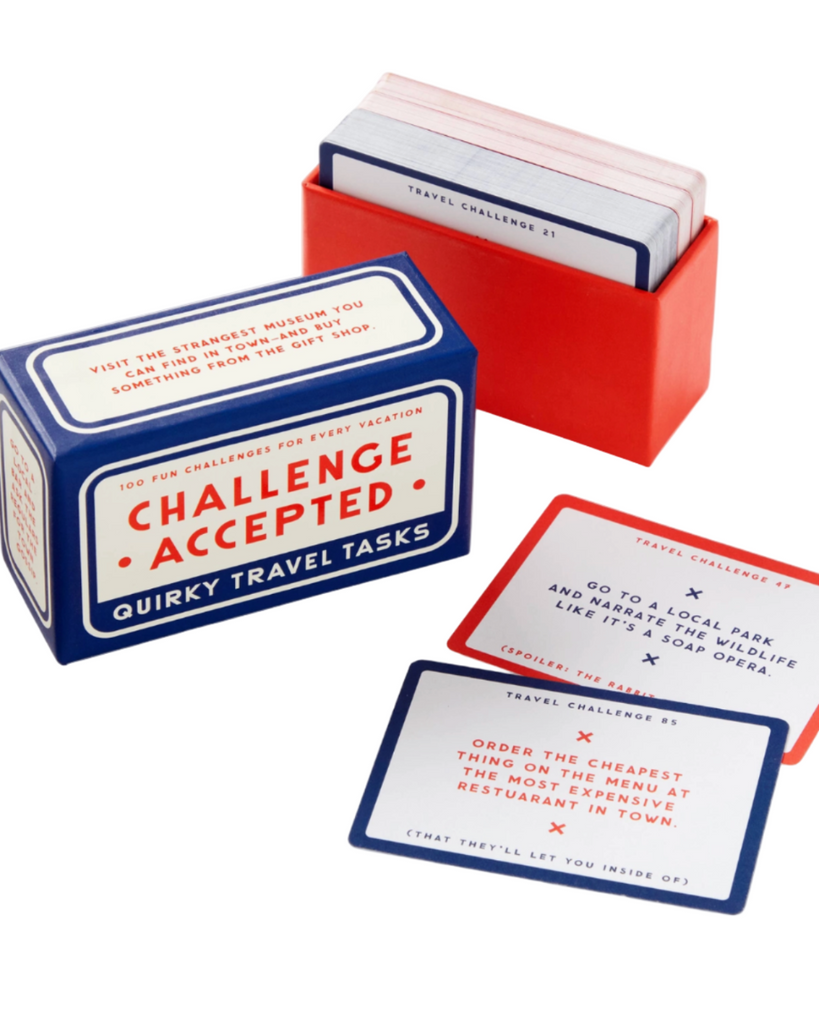 Challenge accepted quirky travel tasks card game by Brass Monkey sold by Le Monkey House