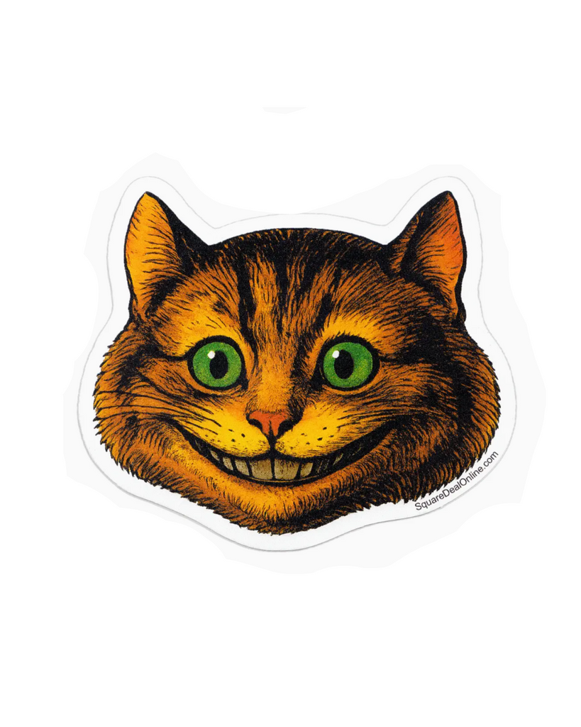 Vinttage style Alice in Wonderland Cheshire cat sticker from Square Deal Recordings sold by Le Monkey House