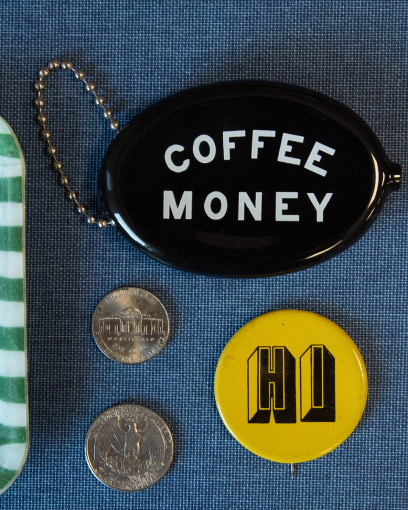 Coffee money black and white coin pouch purse by three potato four sold by Le Monkey House