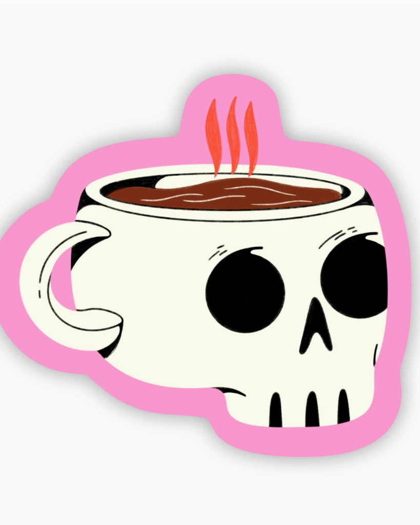 Coffe mug skull sticker by Big Moods sold by Le Monkey House